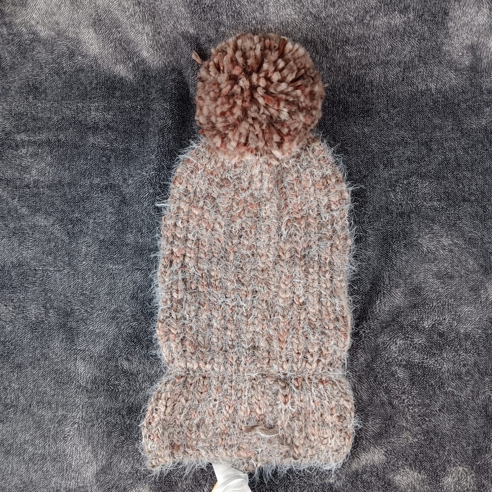 Bearpaw Hat Knit Pom Pom One Size Fits Most Winter Warm Fuzzy Beige - Picture 2 of 6